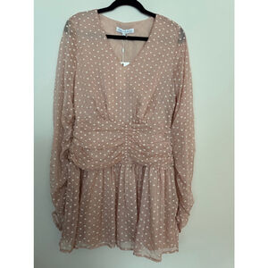 NWT Endless Rose Dress Size M Pink Polka Dot Long Sleeve